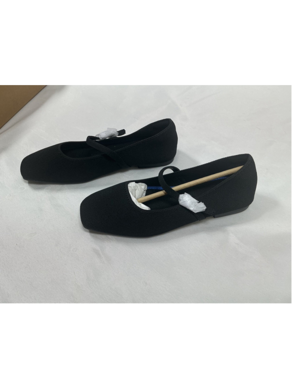 Athmile Women’s Slip On Mary Jane Flats 8 Black Mesh Square Toe Strap Solid